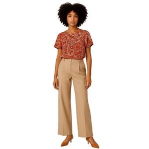 City Silk Womens Shirt Vintage Burgundy Paisley 100% Silk‎ Career Blouse Large